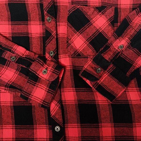 Woolrich Womens XXL Flannel Shirt Red Black Plaid Button Down Long Sleeve Work - Picture 10 of 11